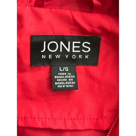 Jones New York Women Red Hooded Raincoat Parka / Windbreaker Size L - Picture 11 of 13